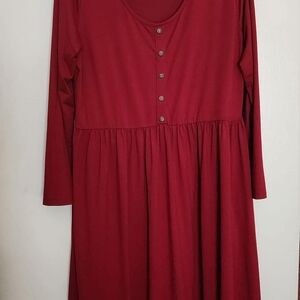 Elegant Red Long Sleeve Dress
